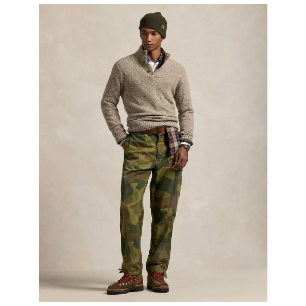 Polo Ralph Lauren Wollen Blend Knopen Coltrui Beige Heren