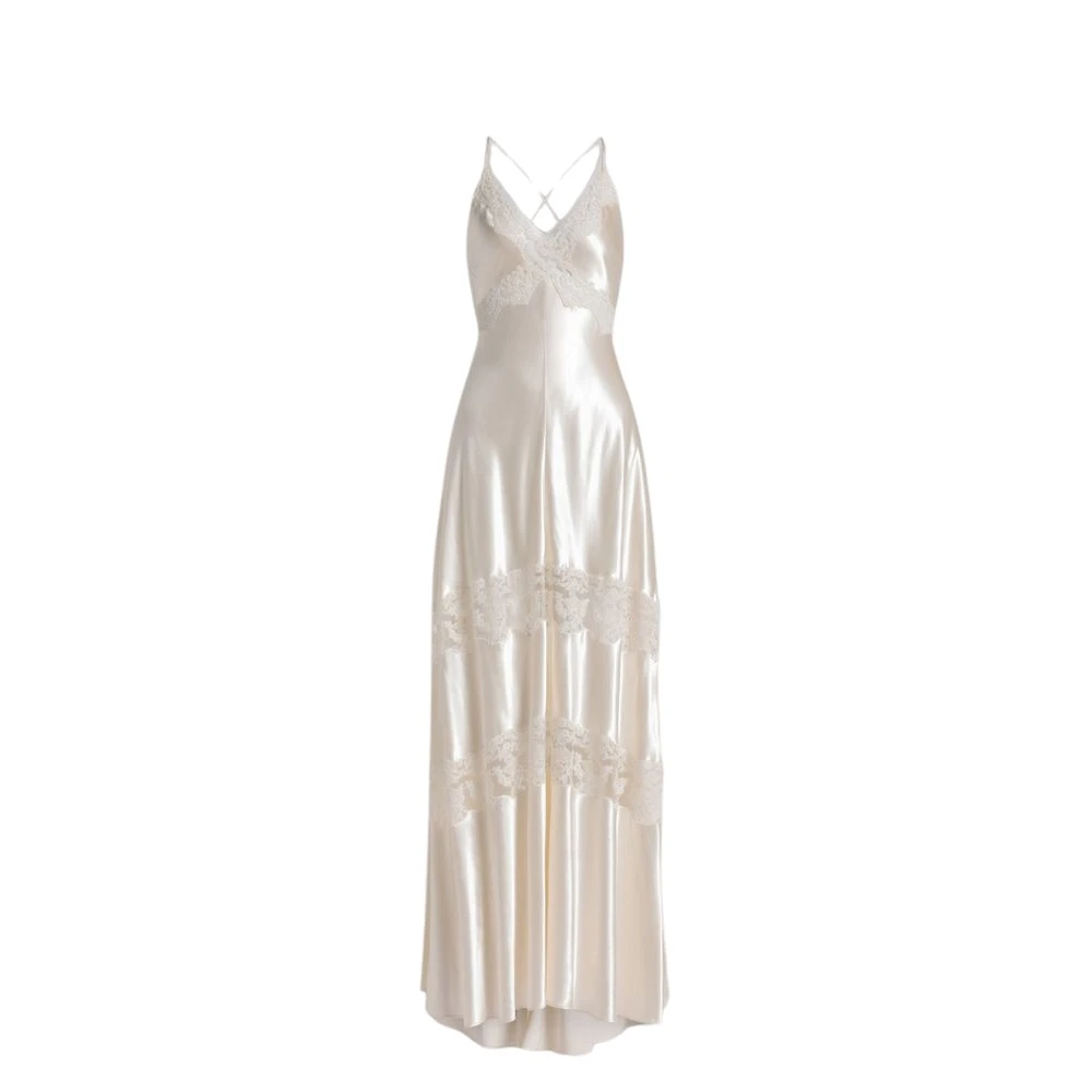 Alberta Ferretti Donna Beige - Abito In Raso Con Inserti In Pizzo - Dresses - L