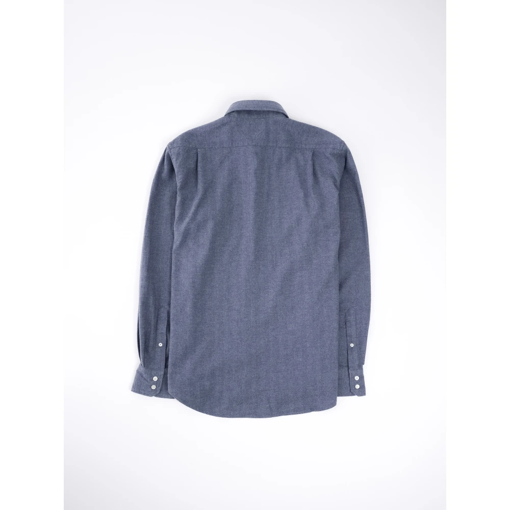 Hartford Flanel Herringbone Casual Overhemd Blue Heren