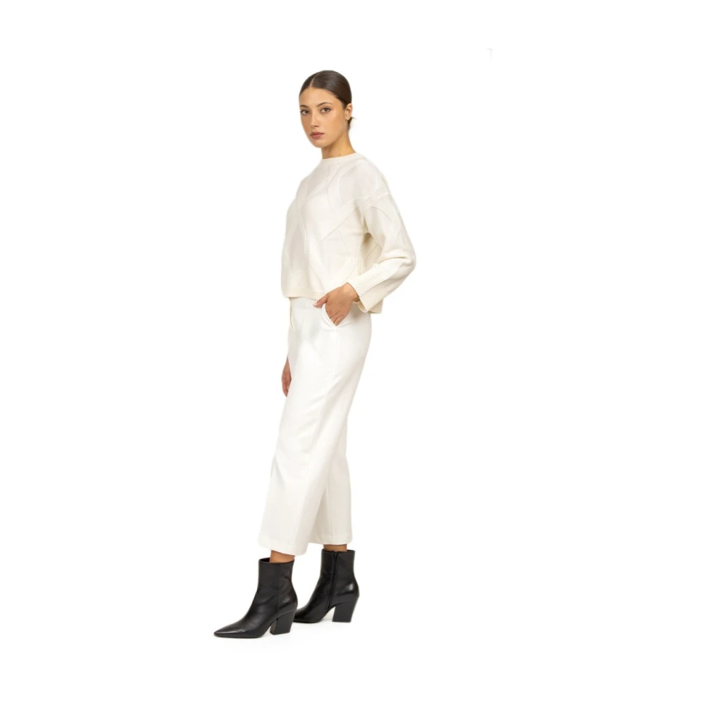 Liviana Conti Witte Wol Crop Trui White Dames