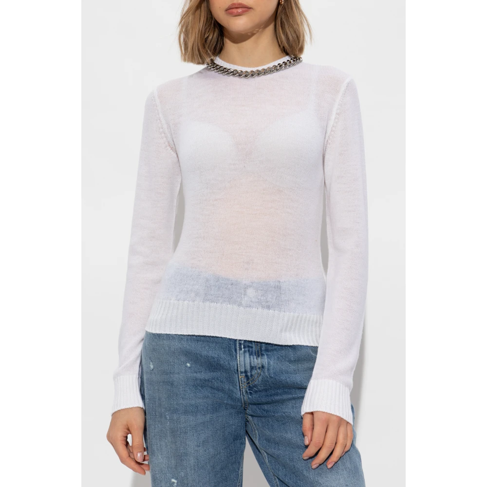 Stella Mccartney Trui met decoratieve ketting bij de halslijn White Dames