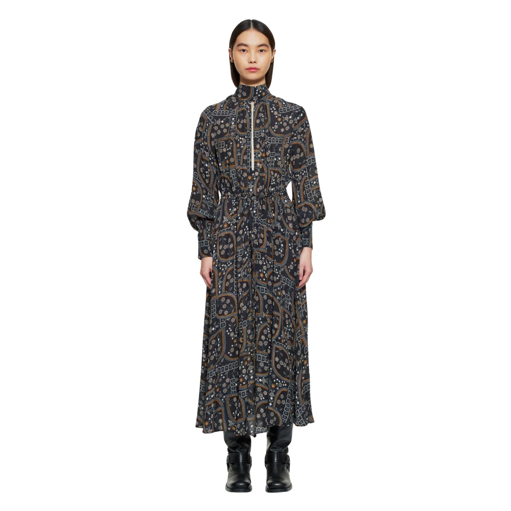 Antik batik Elie print maxi jurk Black Dames