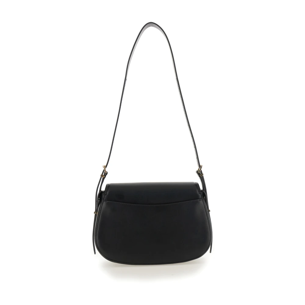 Michael Kors Zwarte leren schoudertas met logo Black Dames