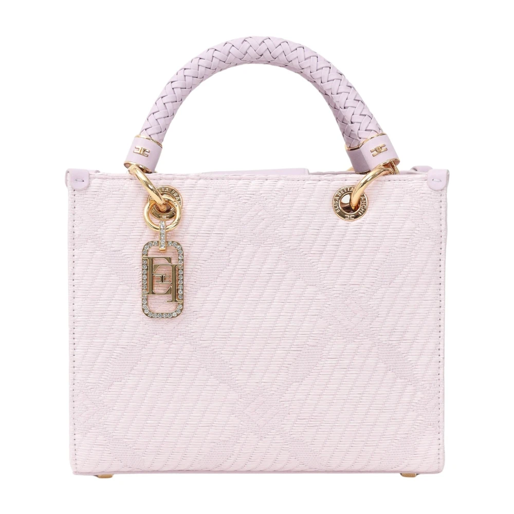 Elisabetta Franchi Kleine tote tas met diamantpatroon Pink Dames