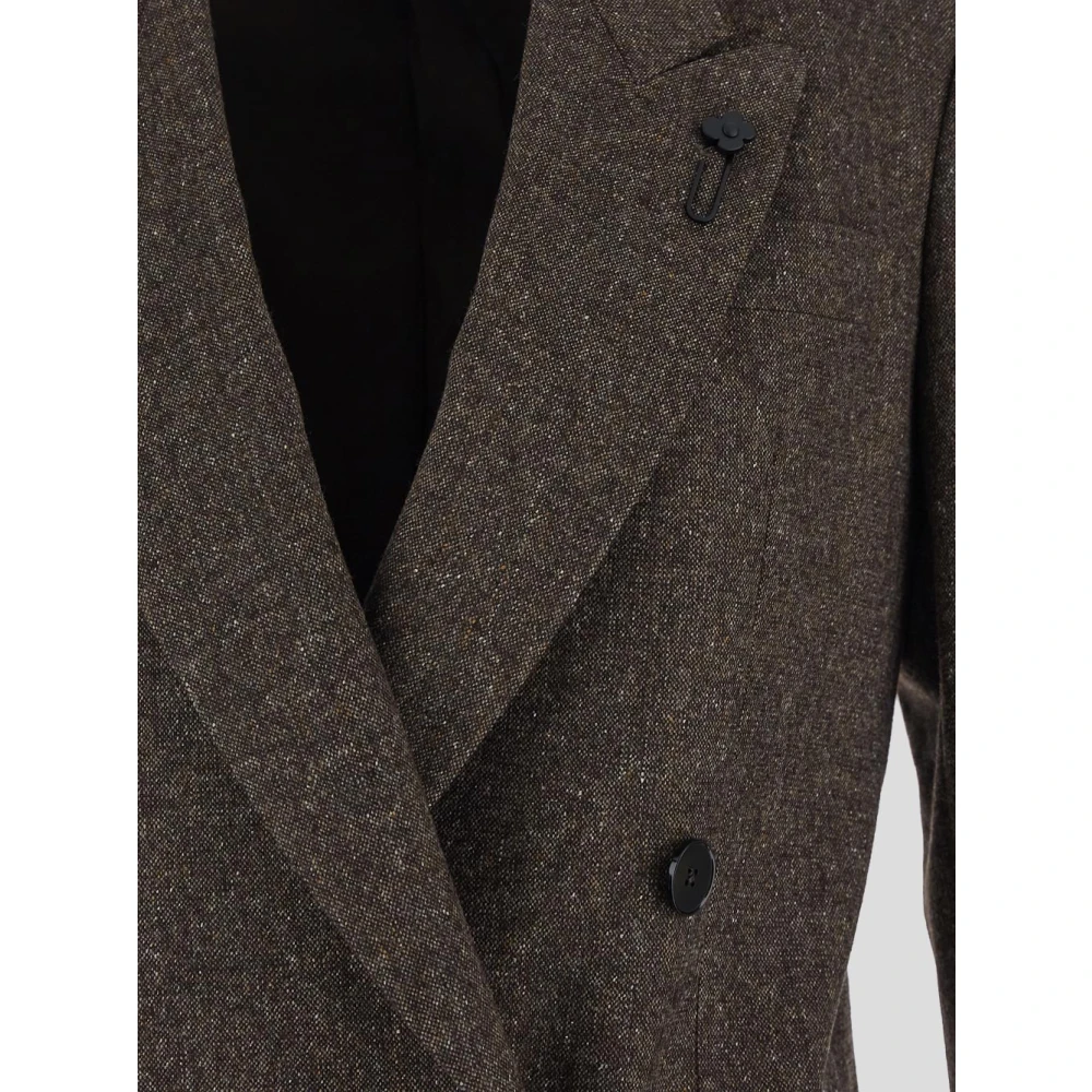 Lardini Wollen en Nylon Double-Breasted Jas Brown Dames