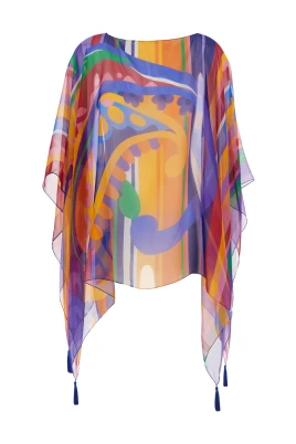 Tryckt Silk Cape Top