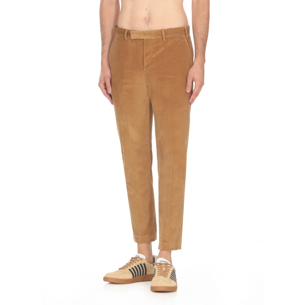 PT Torino Bruine Slim-Fit Katoenen Broek Brown Heren