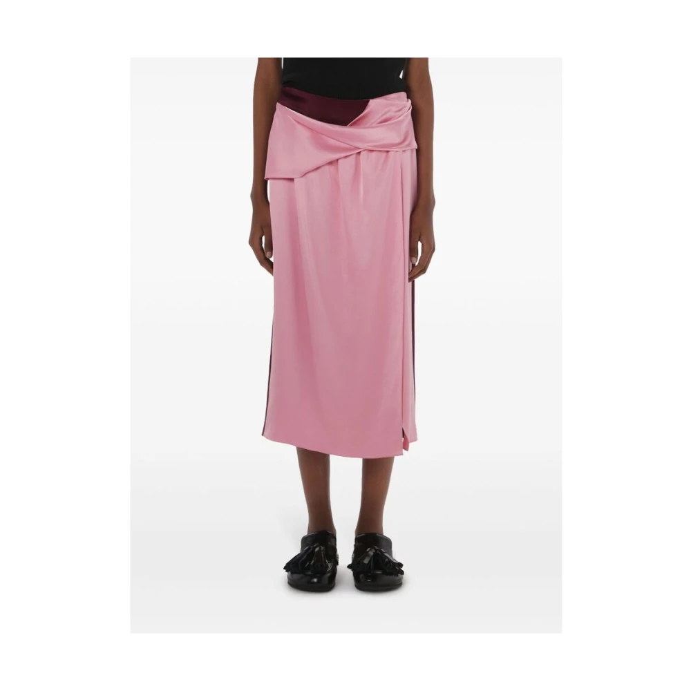 JW Anderson Roze Satijnen Gedrapeerde Rok Pink Dames