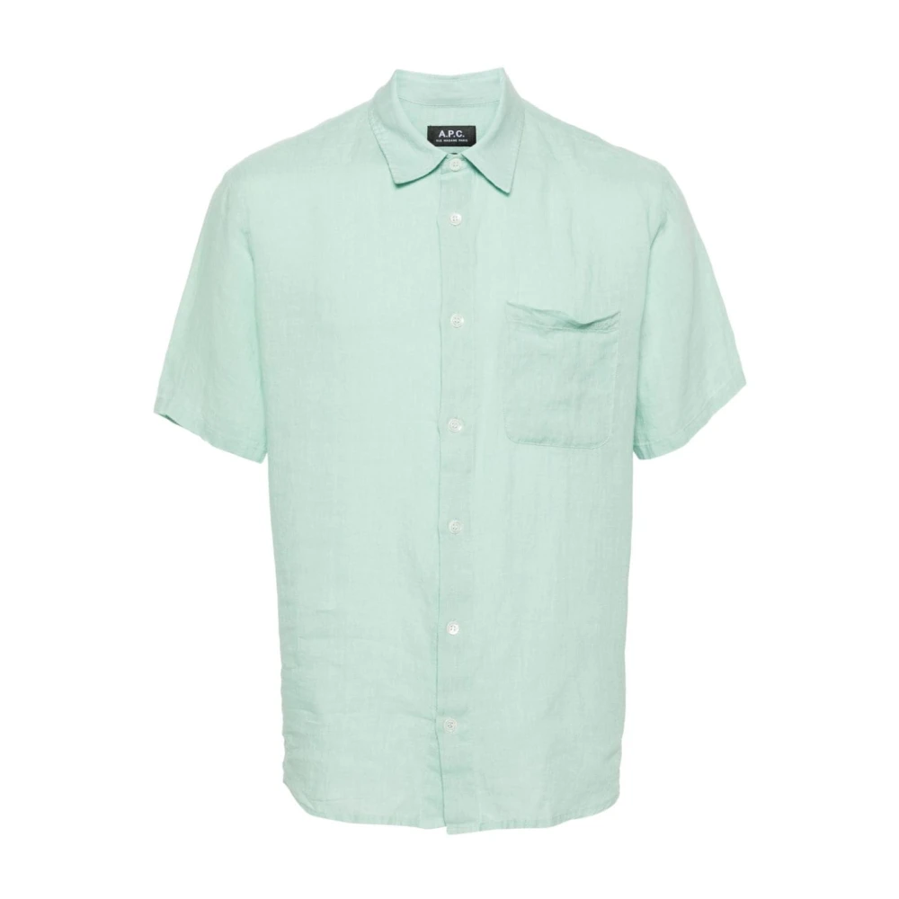 A.p.c. Short Sleeve Shirts Green Heren