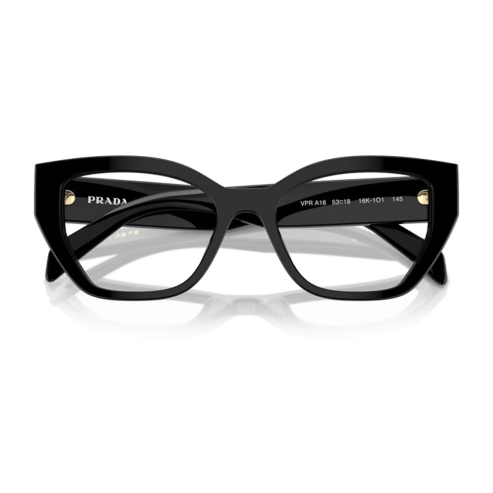 Prada Met de Handgemaakte Cat-Eye Brilmontuur met Metalen Logo's Black Dames