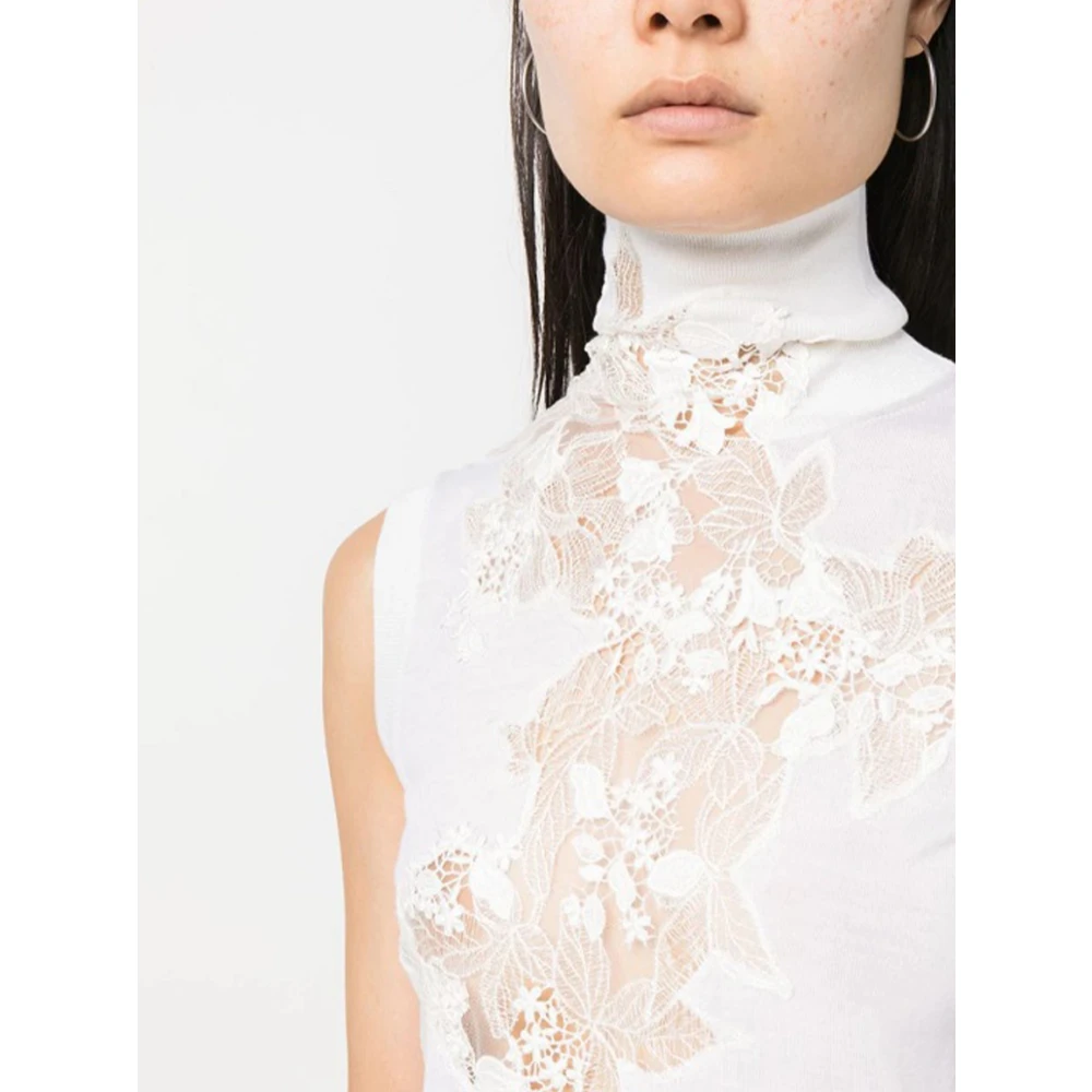 Ermanno Scervino Witte Mouwloze Wollen Tanktop White Dames
