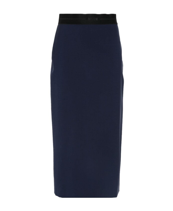 jupe-crayon-slub-en-melange-de-laine-bleue