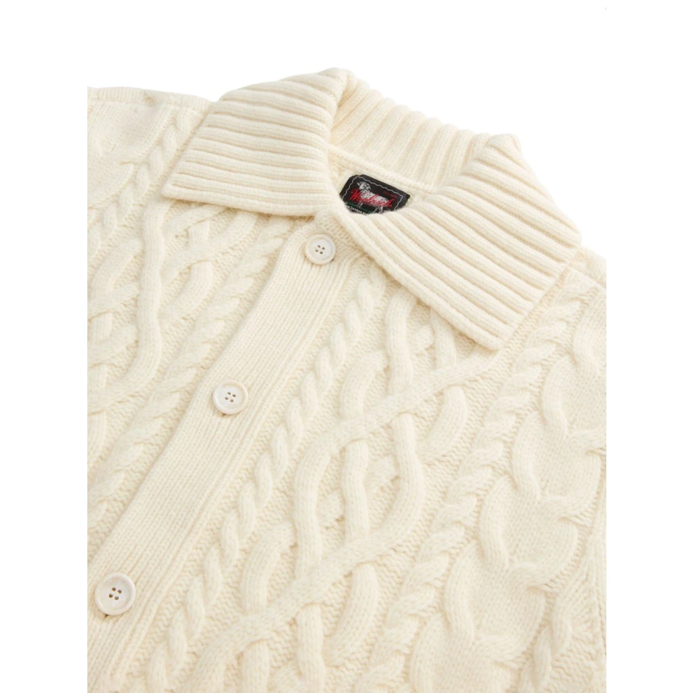 Woolrich Kabelgebreid Wit Trui White Heren
