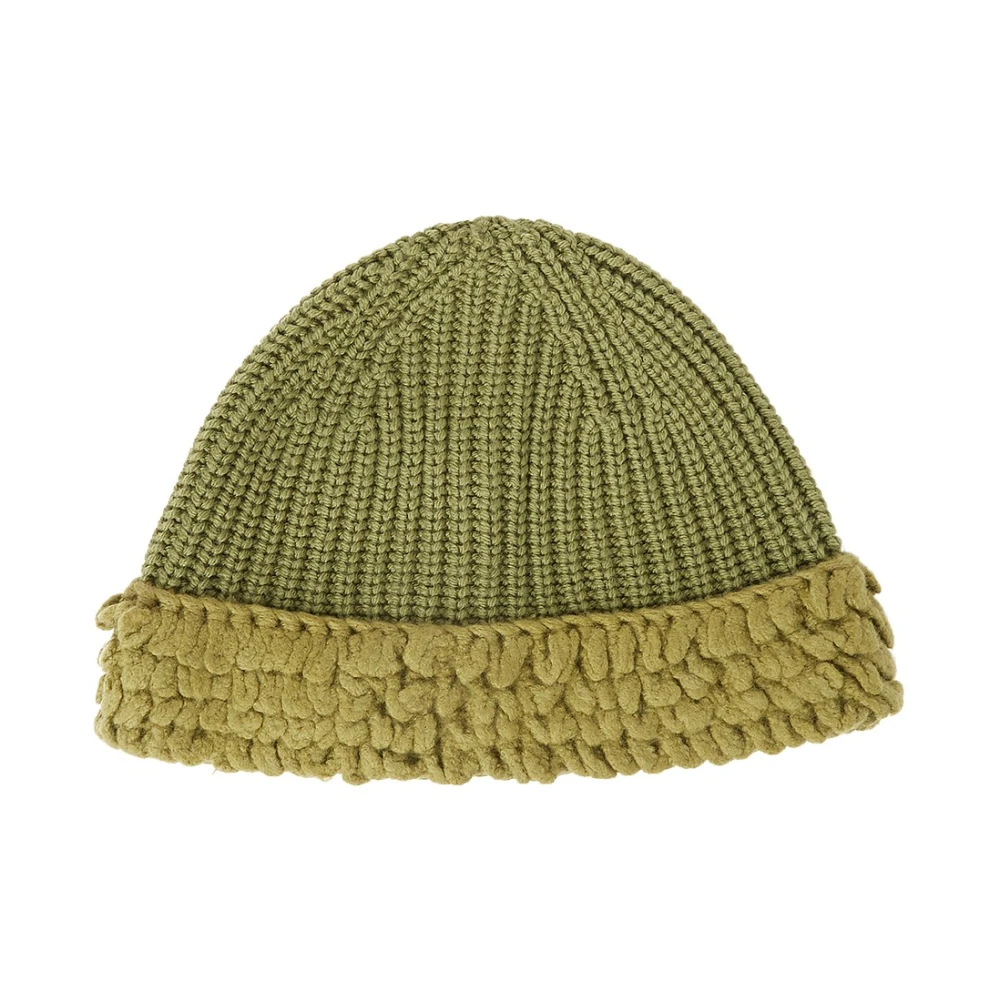 Moncler Unisex Green Accessories, One Size, Hand-Stitched Wool Beanie Hat