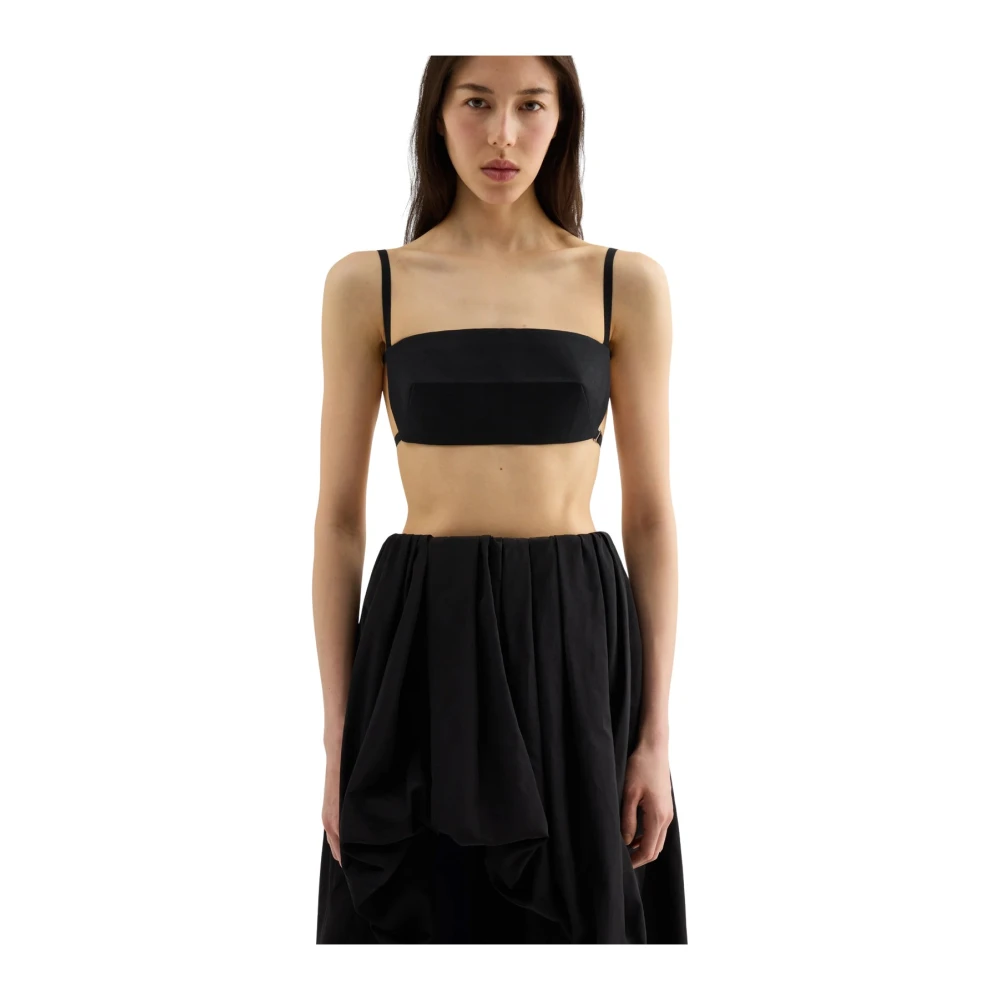 JIL SANDER | Top bralette in faille di lana e seta nero | Donna | 40 - Immagine 3