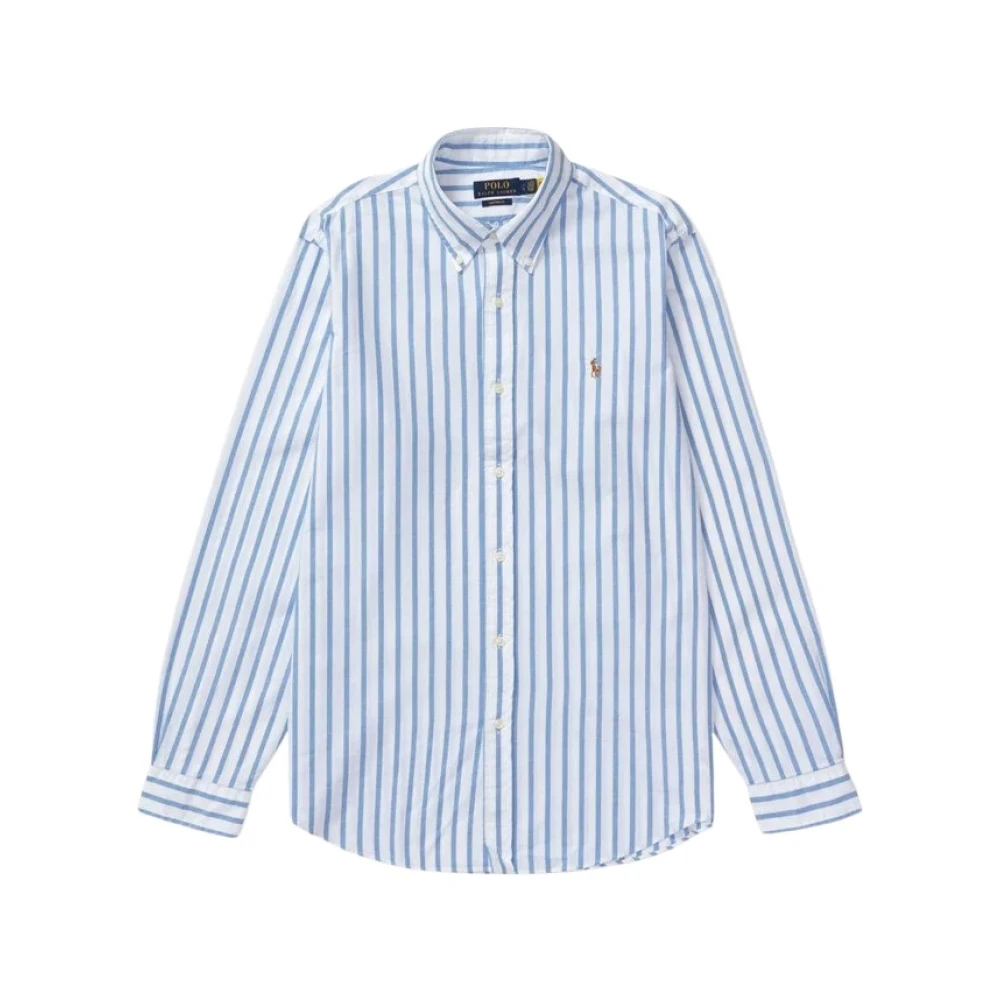 Polo Ralph Lauren Men's Blue Custom Fit Striped Oxford Shirt - Formal Shirts - S - Shirts