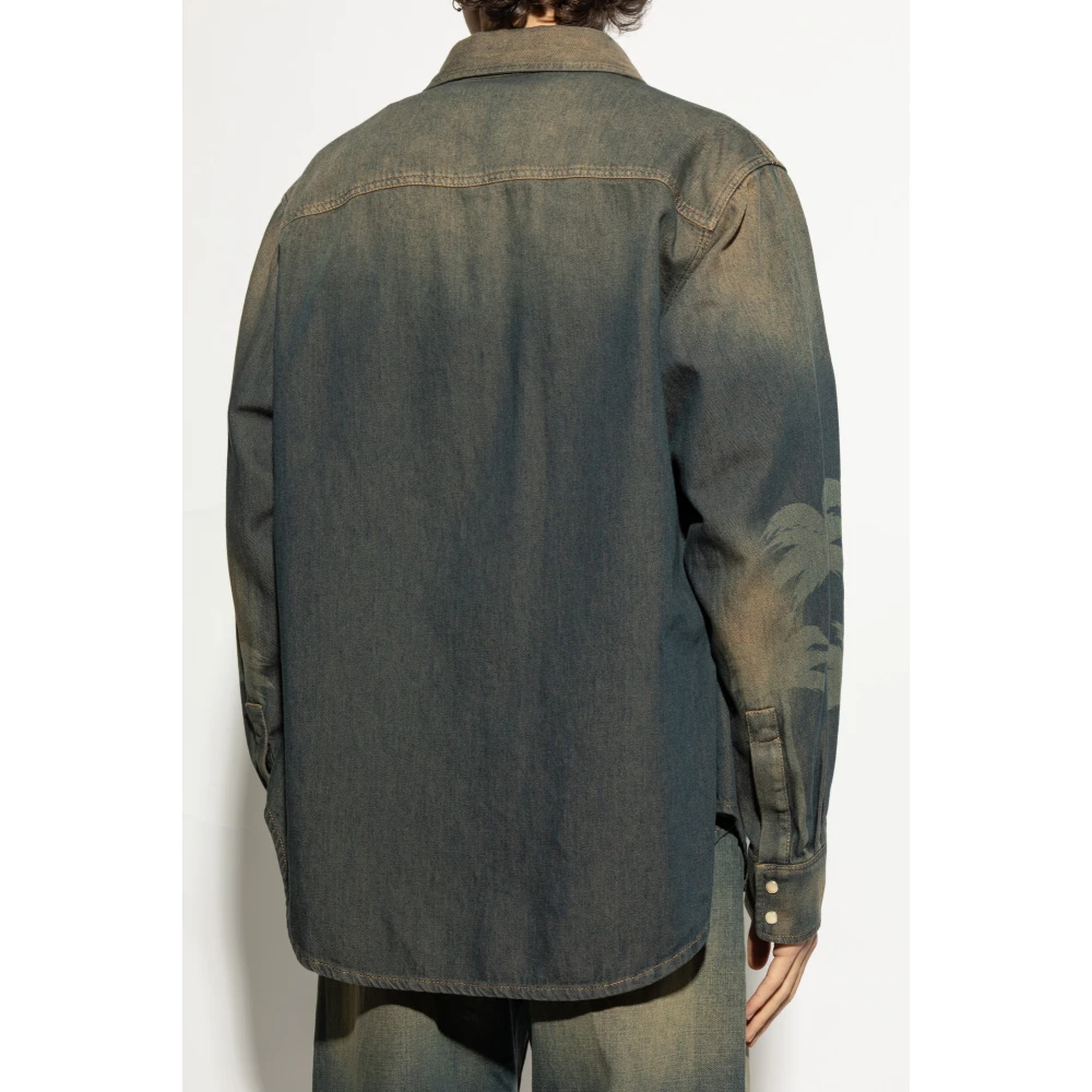 Palm Angels Denim overhemd Blue Heren