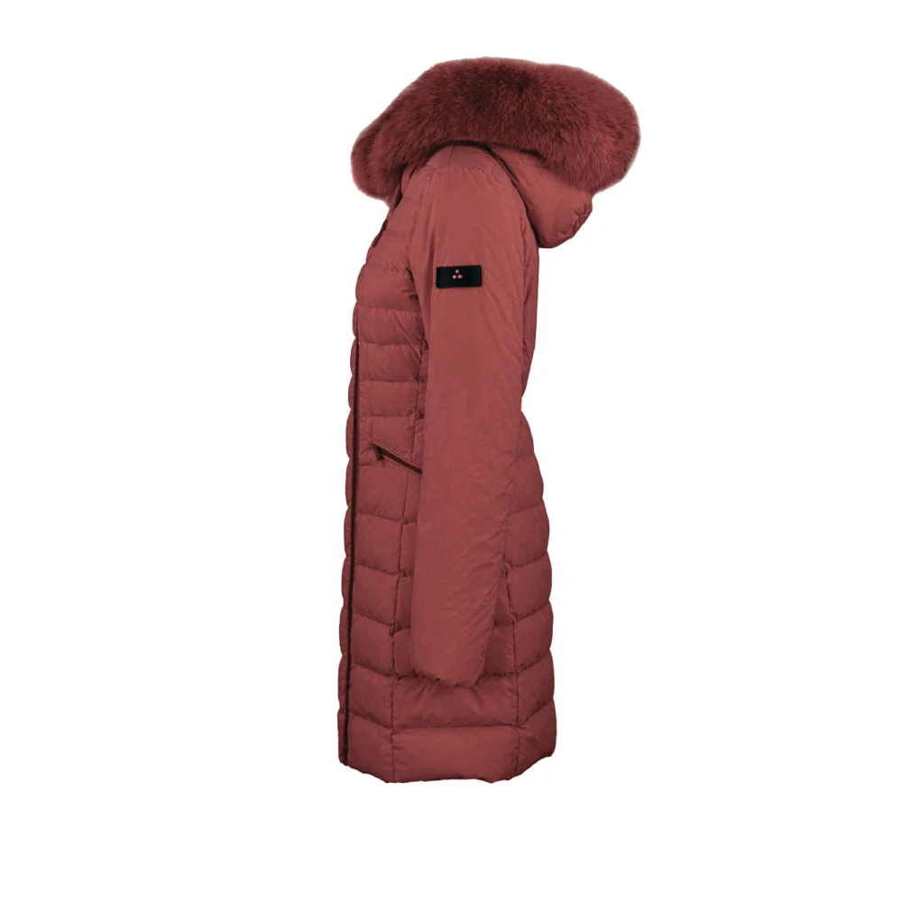 Peuterey Gewatteerde Bont Parka Lichtgewicht Nylon Red Dames