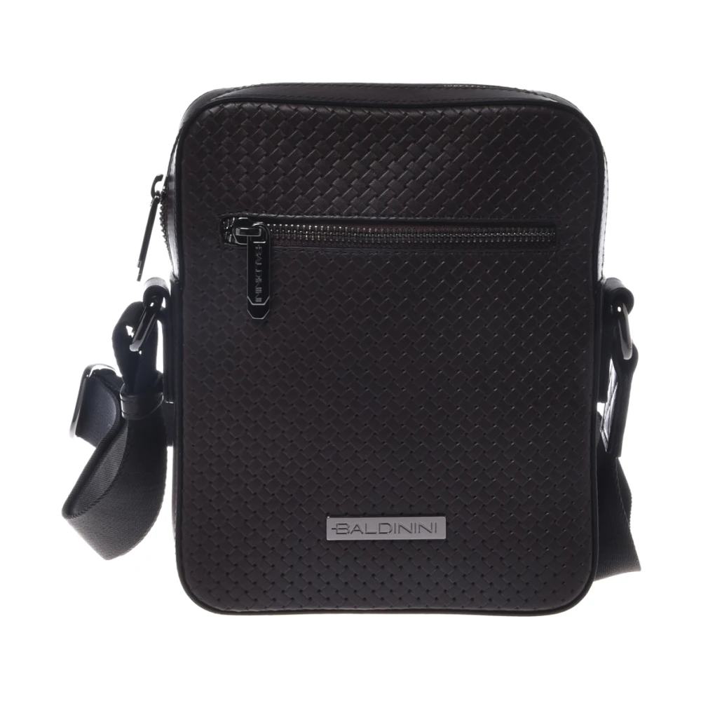 Baldinini Men's Brown Woven Print Crossbody Bag - Cross Body Messenger - One Size - Bags
