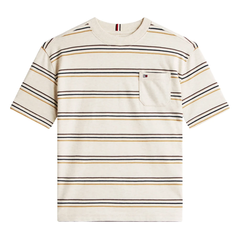 Tommy Hilfiger Boys Beige Kids Short Sleeve T-Shirts, 6 Y, Heather Stripe T-Shirt