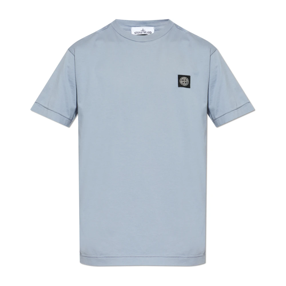 Stone Island Men's Gray T-Shirt With Logo Patch