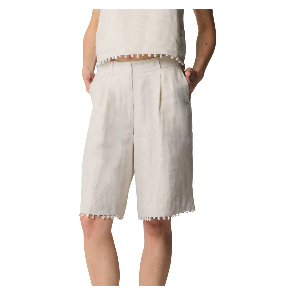 Kocca Elegante korte broek met kralen Beige Dames