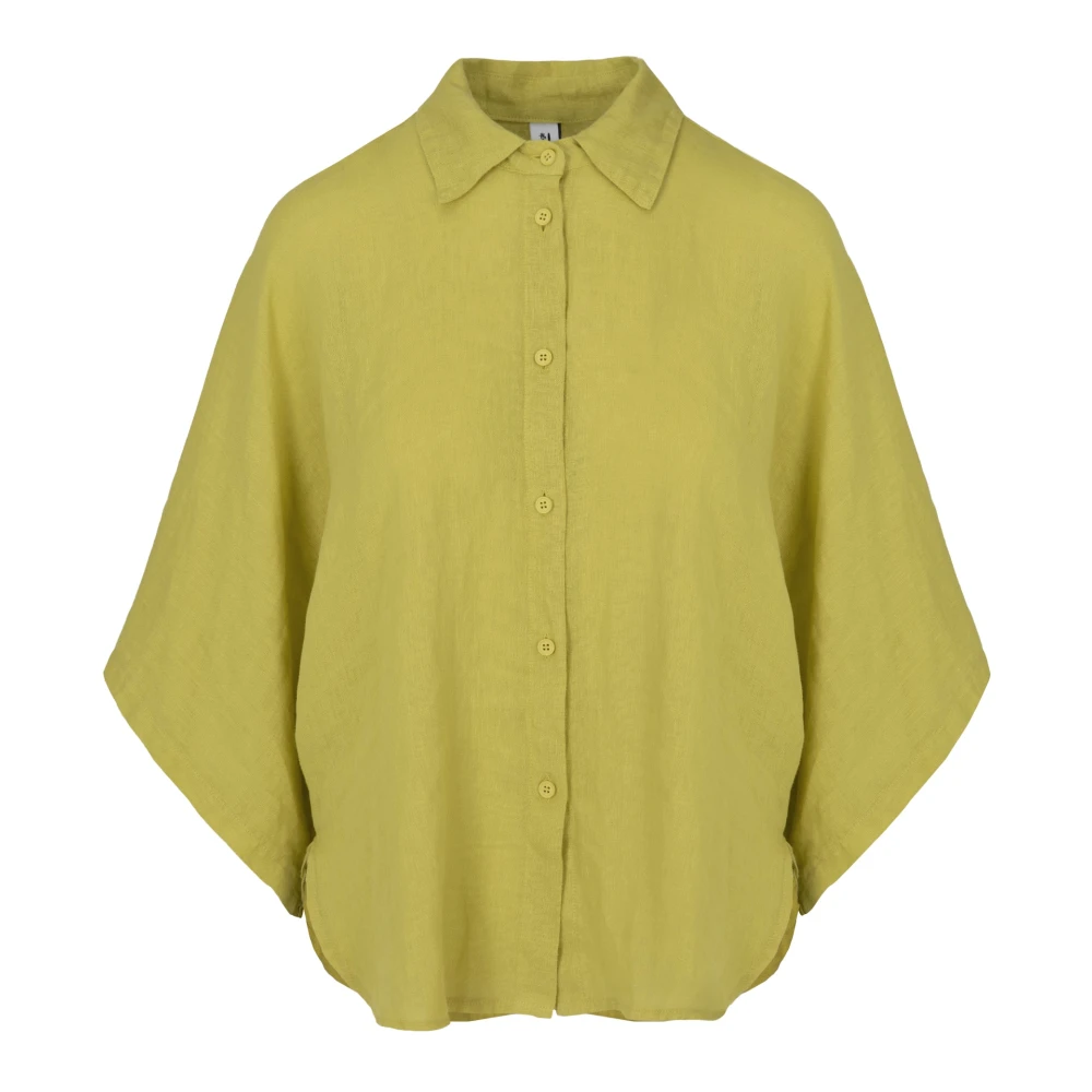 Bomboogie Donna Giallo - Camicia In Lino Comfort Fit - Blouses & Shirts - L