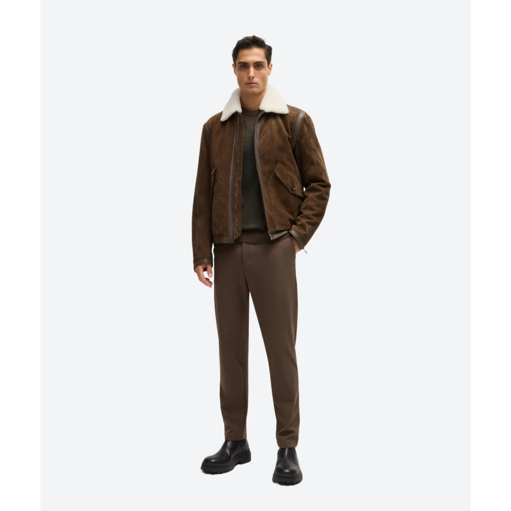 Hugo Boss Bicolor Jacquard wollen trui Brown Heren