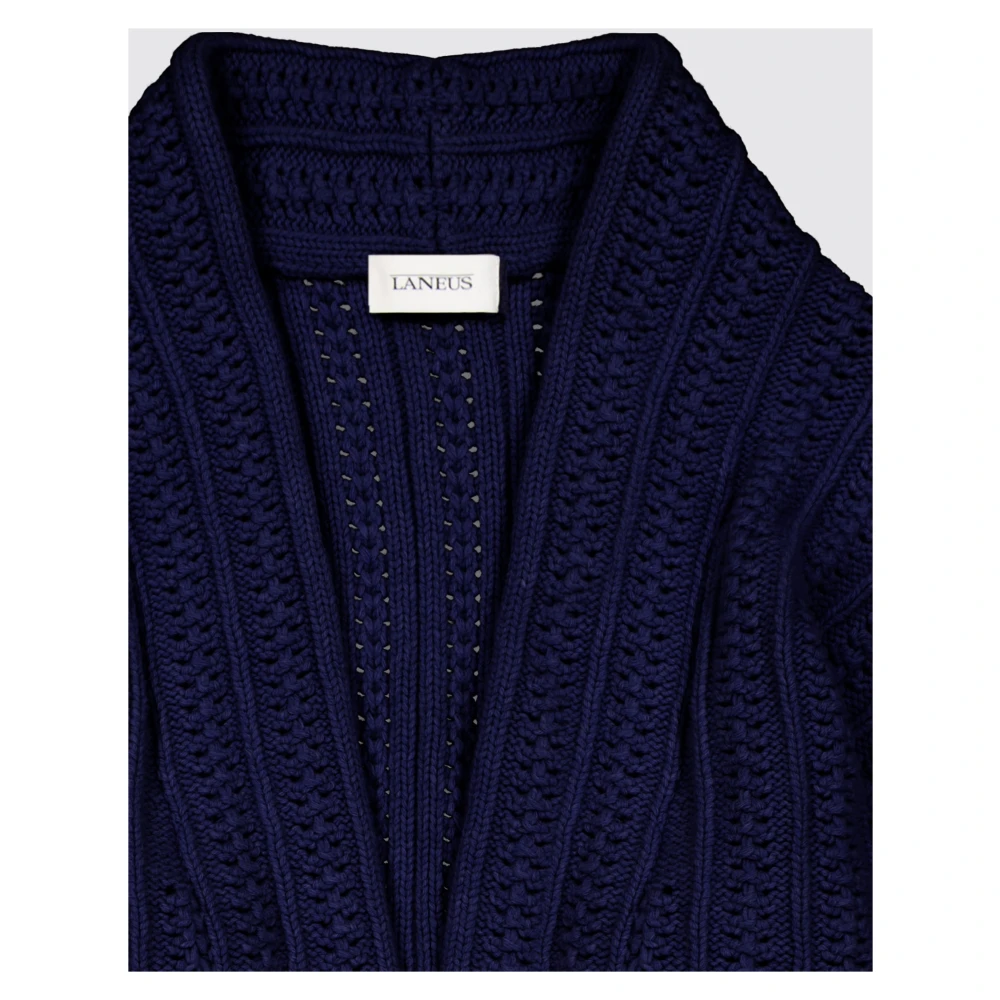 Laneus Wollen Hybride Vest Badjas Blue Heren