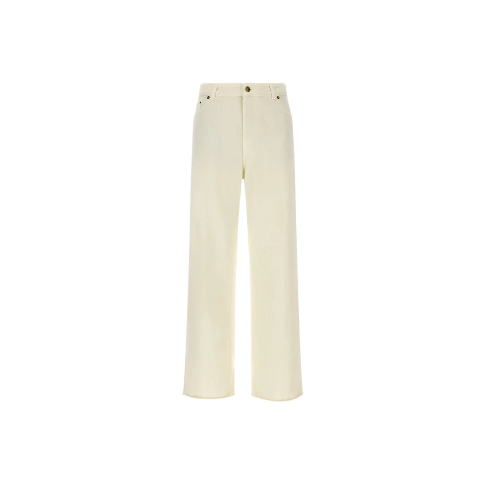 Roberto Cavalli Women's Beige Wide Jeans, Xs, Wide Leg Ivory Jeans