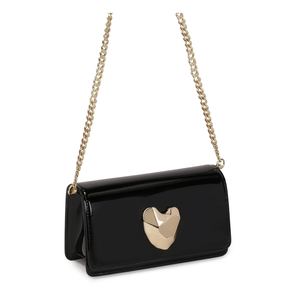 Kazar Kleine zwarte handtas met metallic gouden hart Black Dames