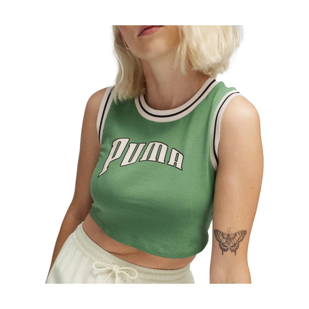 Puma Grafische Cropped Tee voor Vrouwen Green Dames