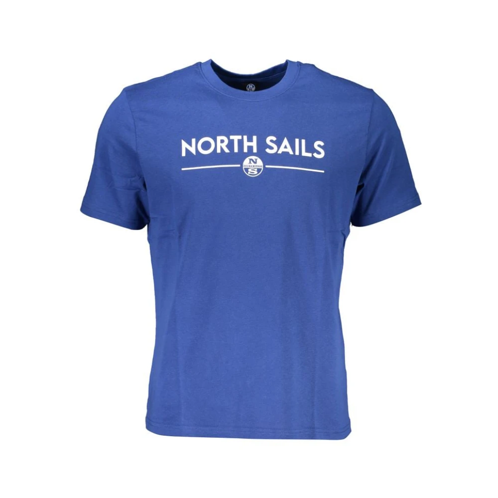 North Sails Blauw Katoen Print Logo T-Shirt Blue Heren