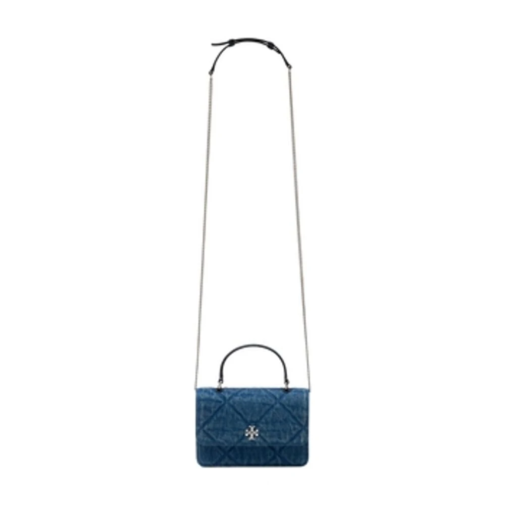 Tory Burch Blå Kira Diamond Mini Top Handle Purse