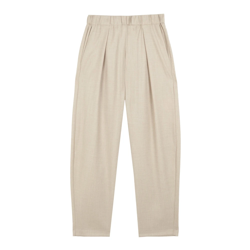 Cortana Women's Beige Tapered Trousers, S, Tapered Trousers