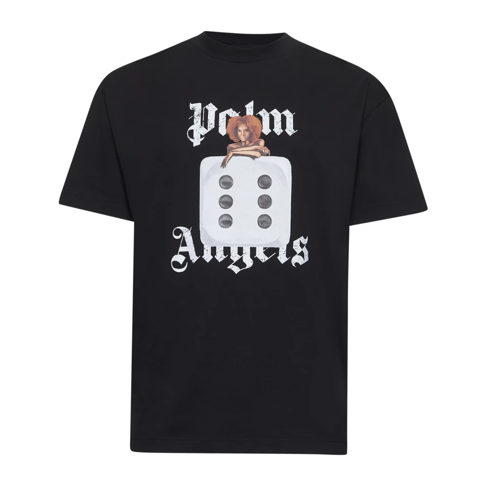 Palm Angels Pin Up Front Print Katoenen T-shirt Black Heren