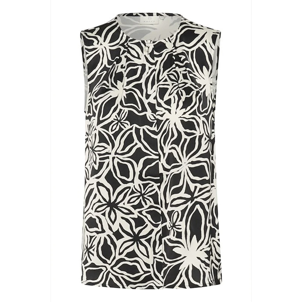Kaffe Abstract Print Blouse Zwart Beige Black Dames