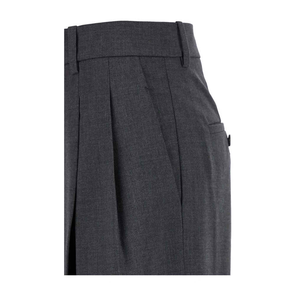 Theory Hoge Taille Grijze Broek Stretch Wol Gray Dames