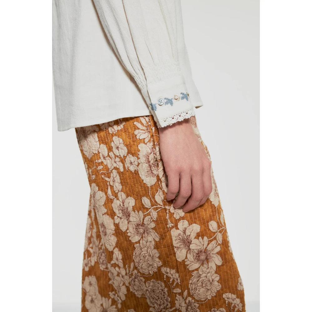 Antik batik Joana pailletgeborduurde blouse Beige Dames