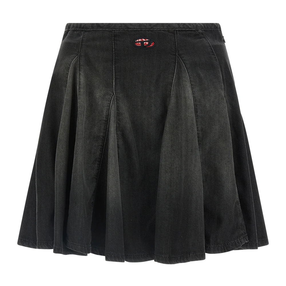 Diesel Women's Black Denim Skirts, W26, De-Spiki-S Mini Skirt