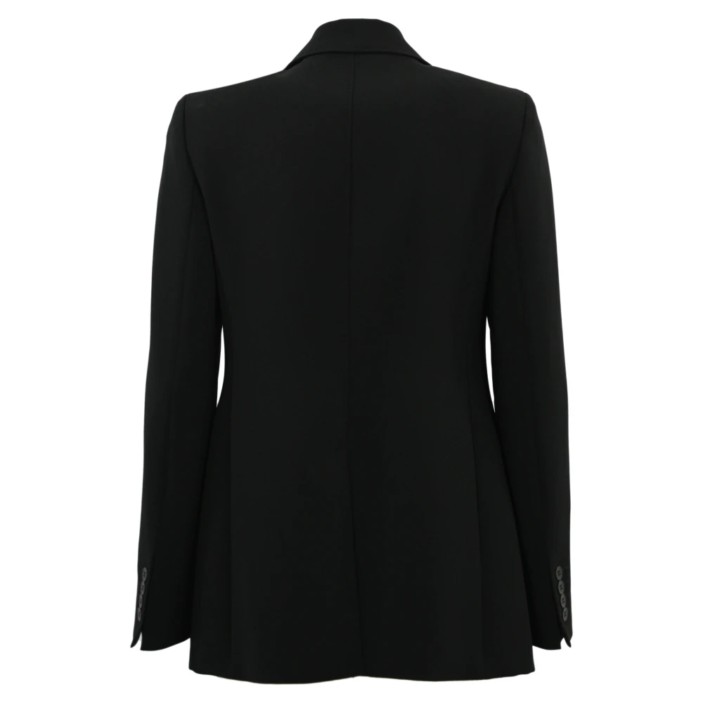 Max Mara Studio Zwarte blazer met V-hals en knopen Black Dames
