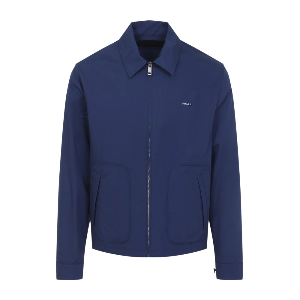 Prada Men's Blue Technical Cotton Zipper Blouson Jacket - Light Jackets - Xl - Jackets