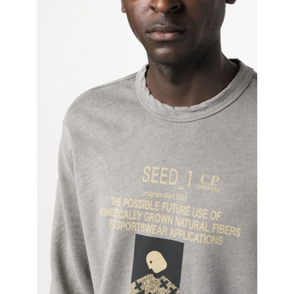C.P. Company Grijze Crew Neck Sweatshirt met Seed_1 Grafische Print Gray Heren