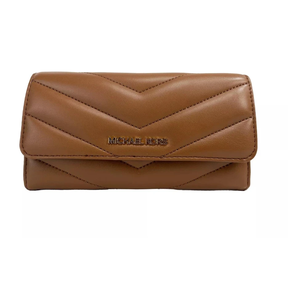 Michael Kors Elegante Lederen Drievoudige Portemonnee Brown Dames