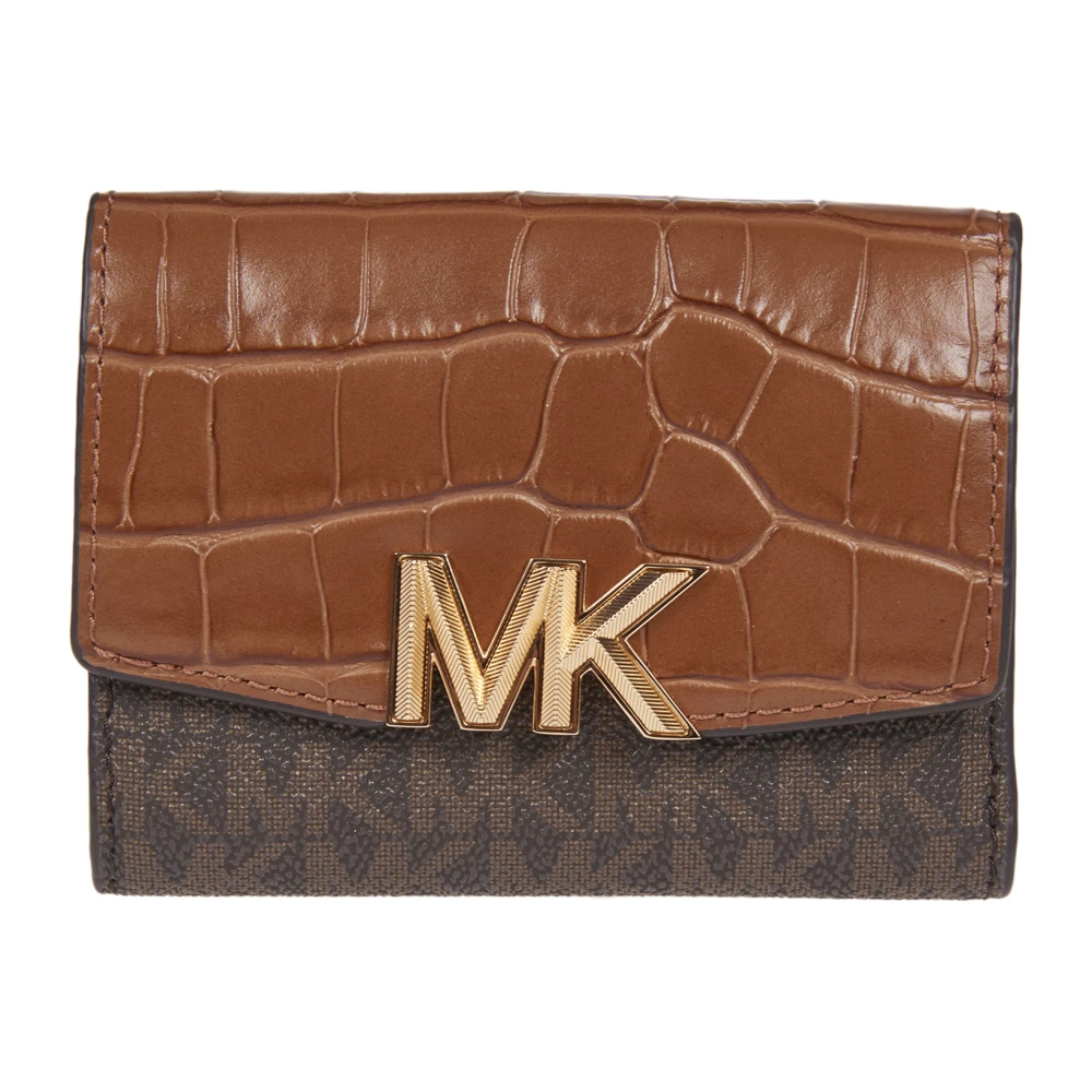 Michael Kors Karlie Medium Logo och Crocodile präglade Billfold plånbok Brun Dam