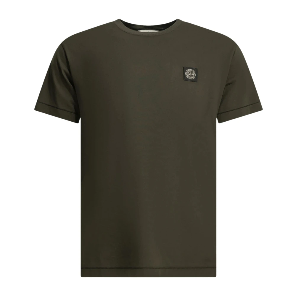 Stone Island Logo Motif Cotton T-Shirt - Man T-Shirts Grey L - Immagine 3