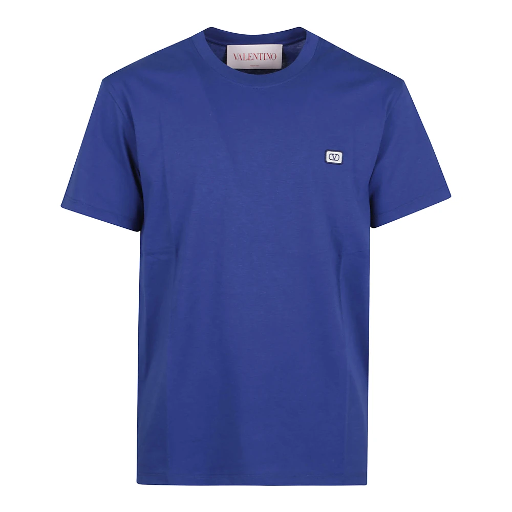Valentino Garavani Bedrukt Katoenen T-shirt Blue Heren