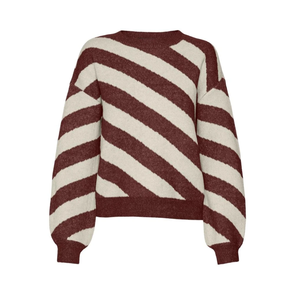 Vero Moda Gestreepte Pullover Sweater Fired Brick Beige Dames