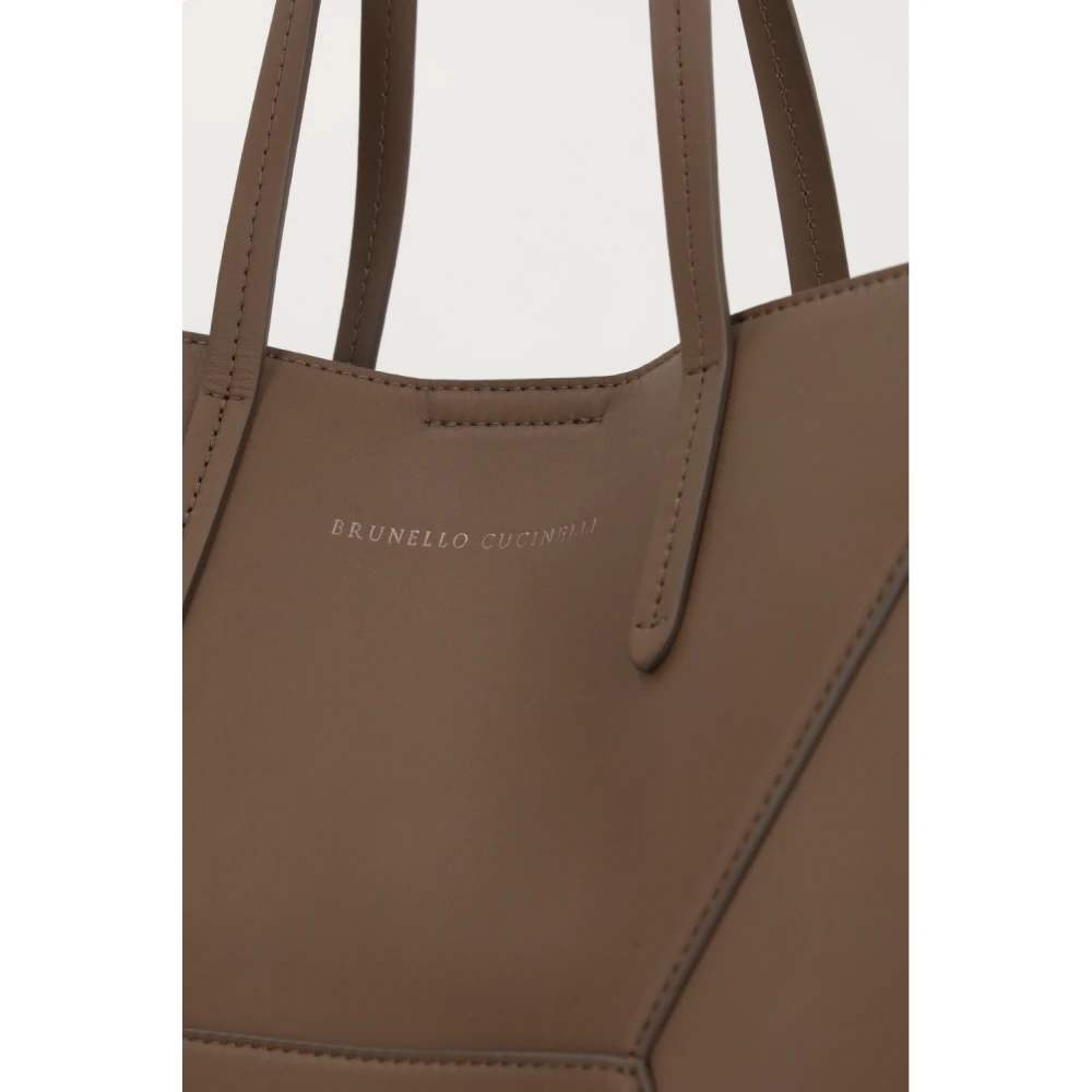 BRUNELLO CUCINELLI Bruine leren tote tas met monile details Brown Dames