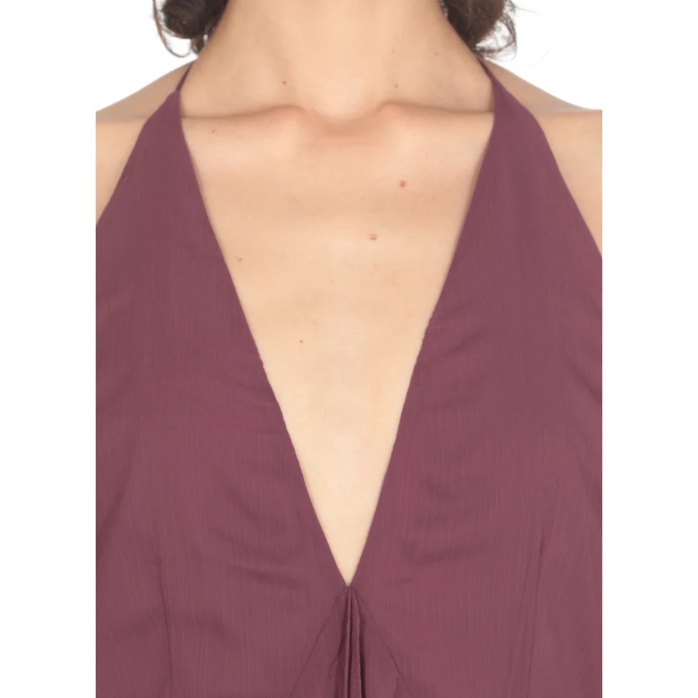 Rotate Birger Christensen Paarse Chiffon V-Hals Jurk Purple Dames